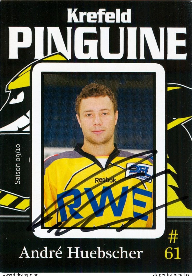 Autogramm Eishockey AK Andre Huebscher Krefeld Pinguine 09-10 KEV Moers Moskitos Essen Dresdner Eislöwen ERC Ingolstadt - Sports D'hiver