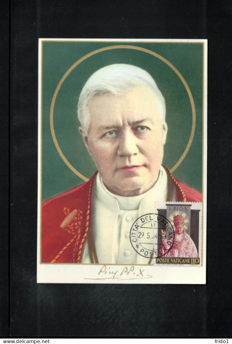 Vatican 1954 Pope Pius X - Portrait From Guido Freganti Carte Maximum - Cartoline Maximum