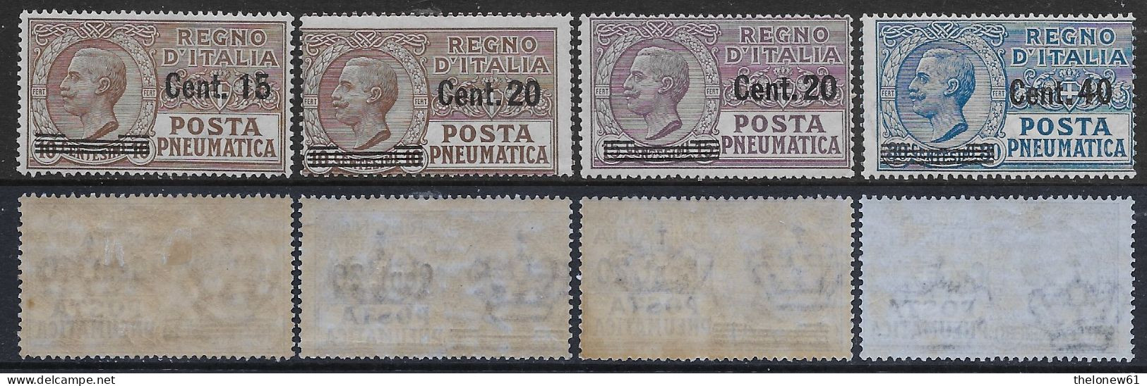 Italia Italy 1924 Regno Pneumatica Leoni Soprastampati Sa N.PN4-PN7 Completa Nuova MNH/MH **/* - Poste Pneumatique