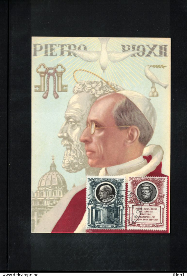 Vatican 1953 Saint Peter + Pope Pius XII Carte Maximum - Cartoline Maximum