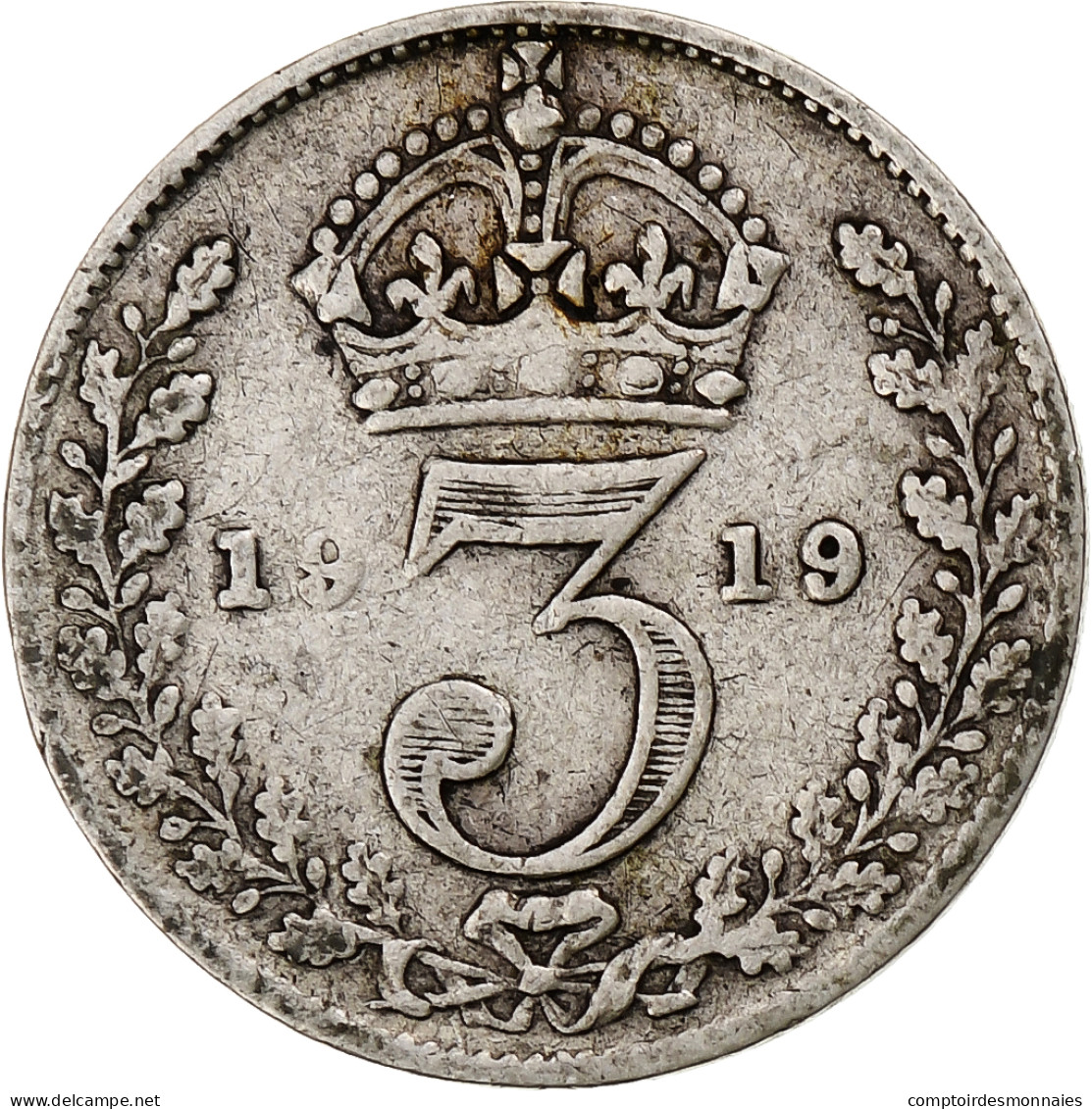 Grande-Bretagne, George V, 3 Pence, 1919, TB, Argent, KM:813 - F. 3 Pence