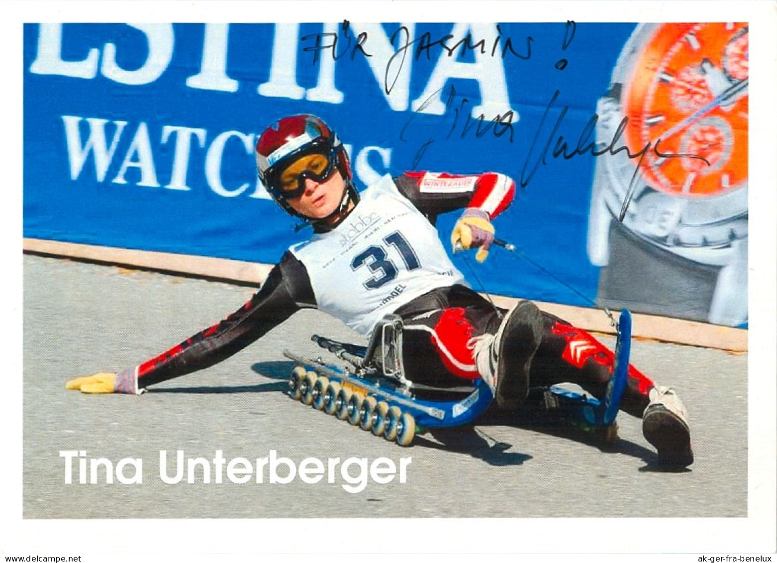 Autogramm AK Rodeln Naturbahn-Rennrodlerin Tina Unterberger Bad Ischl Goisern Gmunden Österreich ÖRV Weltmeisterin Gold - Wintersport