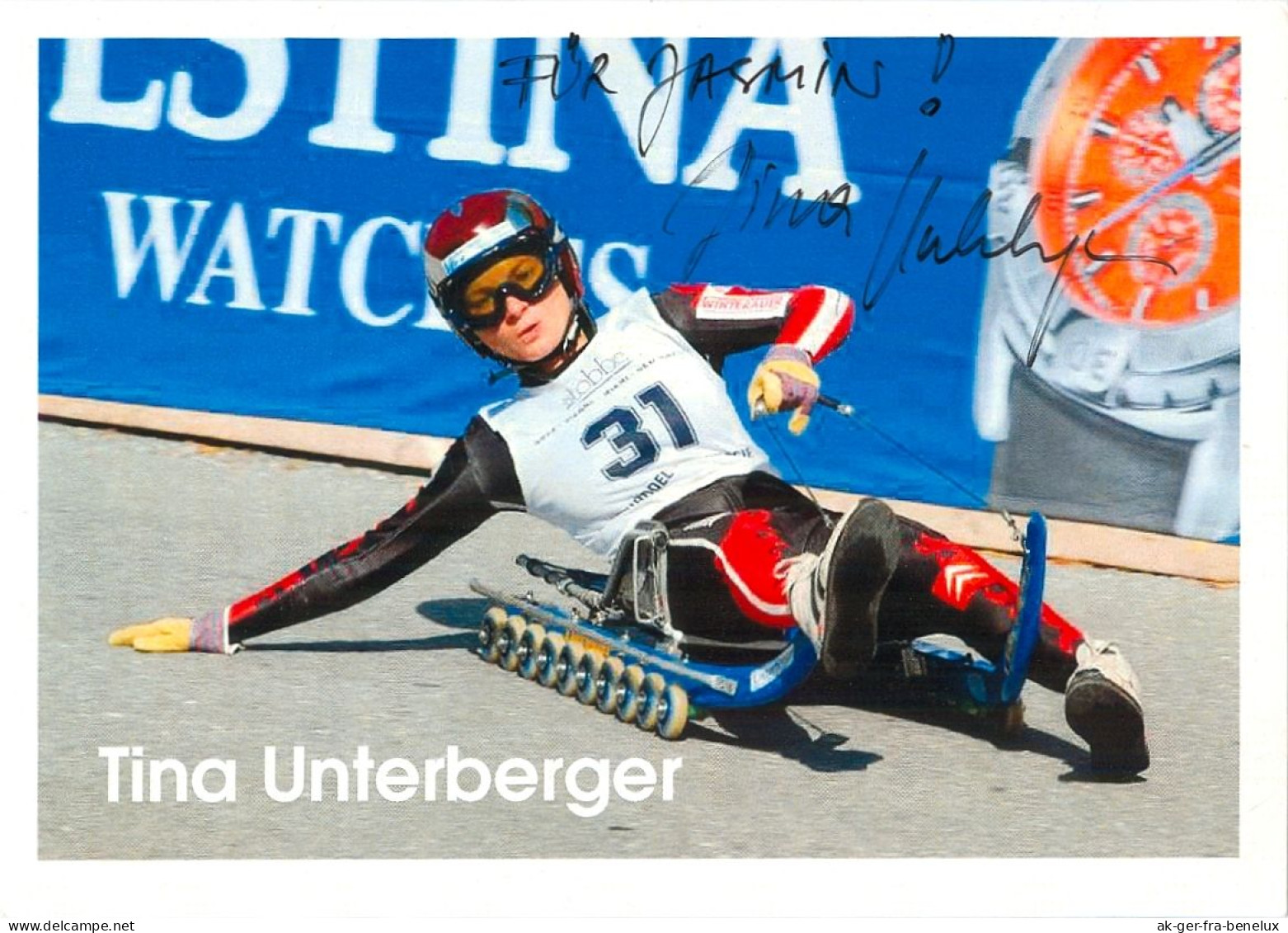 Autogramm AK Rodeln Naturbahn-Rennrodlerin Tina Unterberger Bad Ischl Goisern Gmunden Österreich ÖRV Weltmeisterin Gold - Sports D'hiver