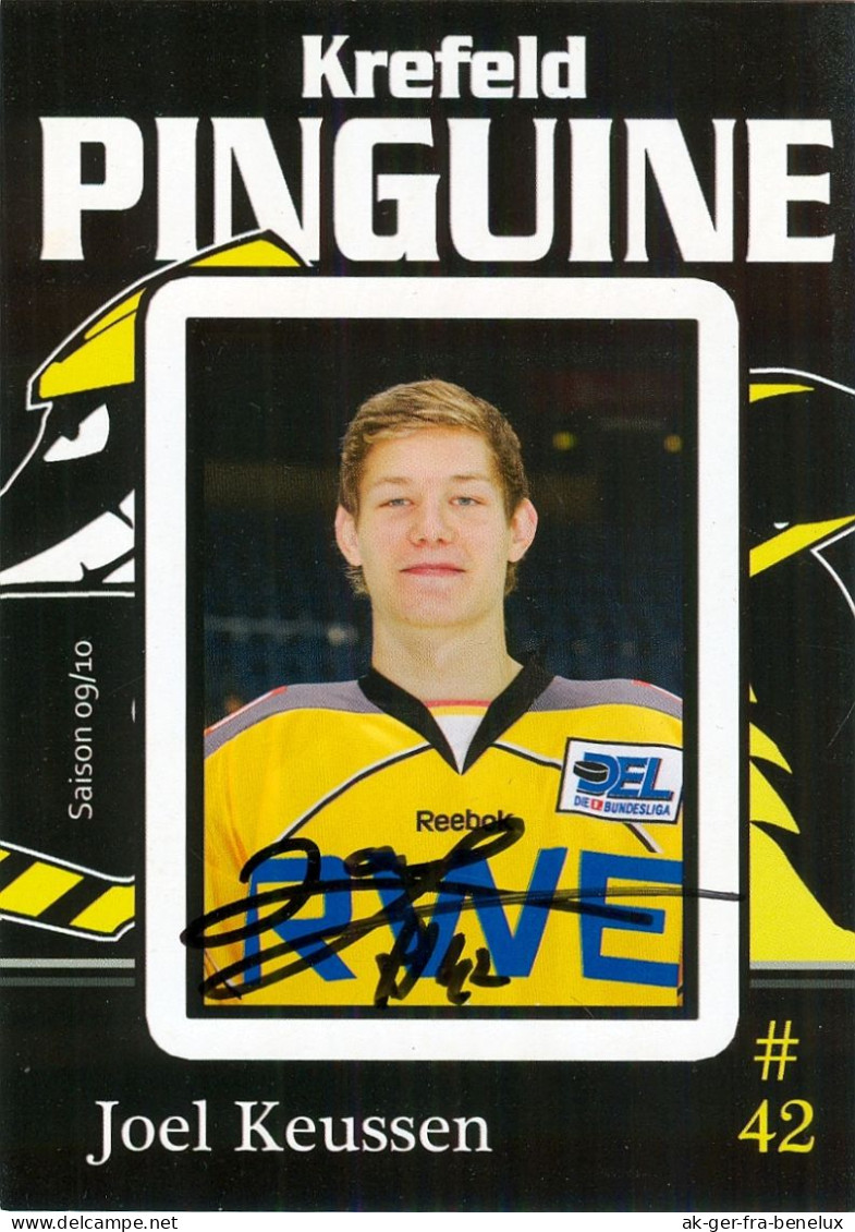 Autogramm Eishockey AK Joel Keussen Krefeld Pinguine 09-10 Lausitzer Füchse Moskitos Essen Duisburg Dresdner Eislöwen - Sports D'hiver