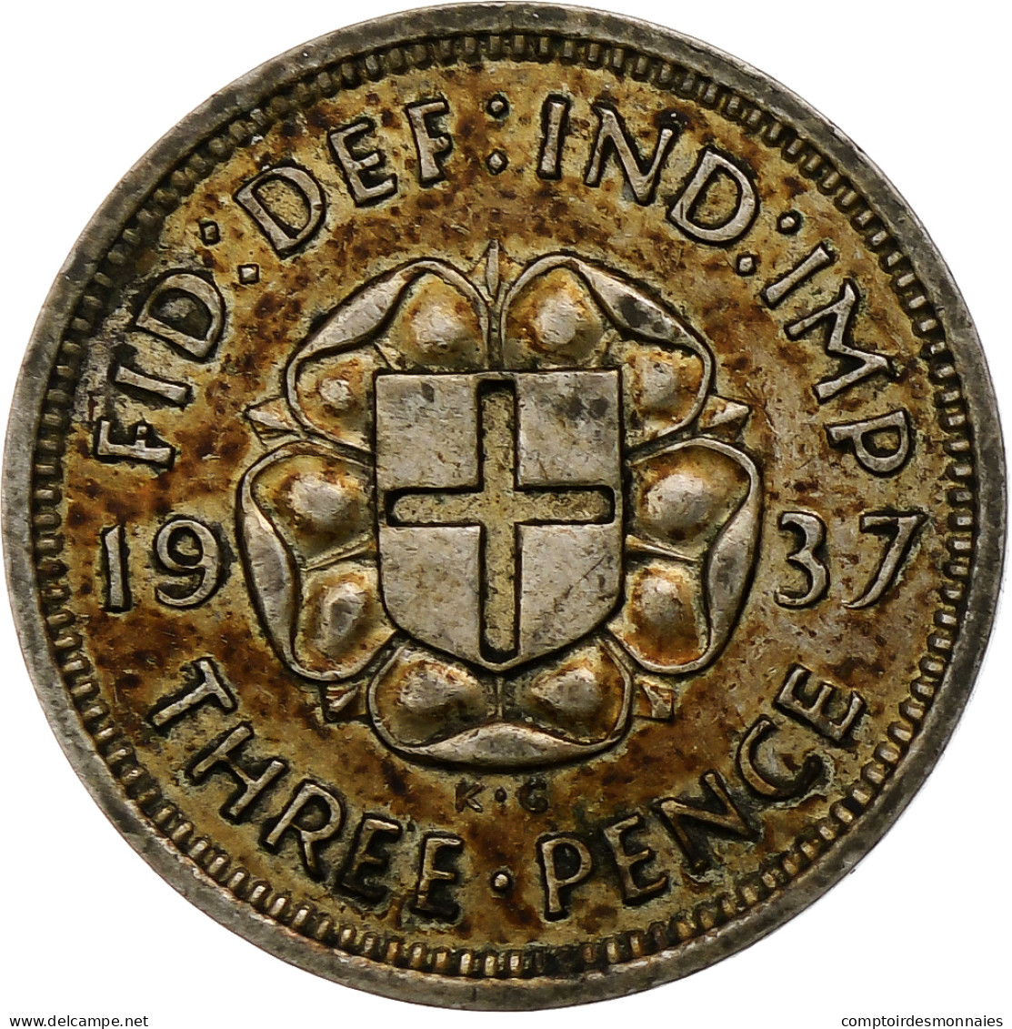 Grande-Bretagne, George VI, 3 Pence, 1937, TTB+, Argent, KM:848 - F. 3 Pence