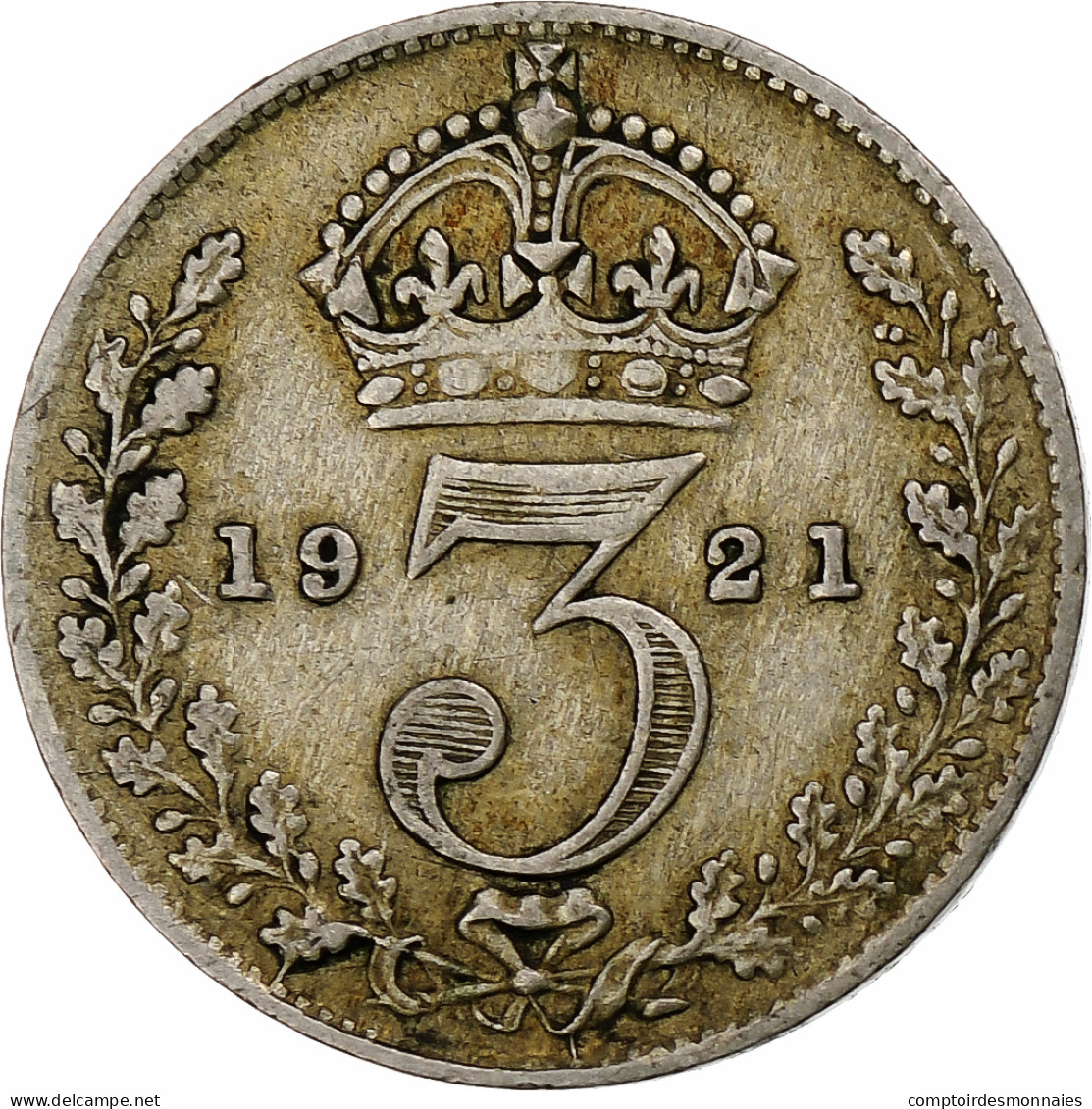 Monnaie, Grande-Bretagne, George V, 3 Pence, 1921, TB+, Argent, KM:813a - F. 3 Pence