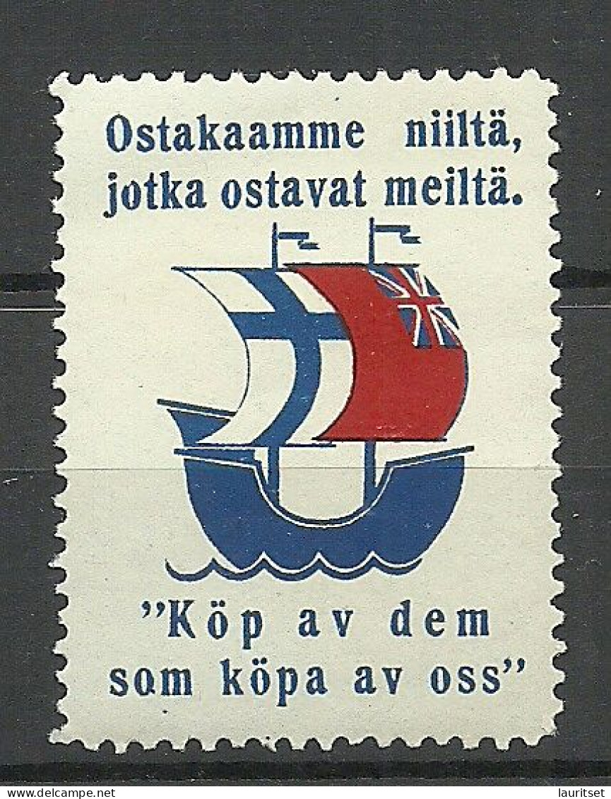 FINLAND FINNLAND Buy From These Who Are Buiing From Us Flags Great Britain Finland Ship Schiff Propaganda Vignette MNH - Erinnophilie