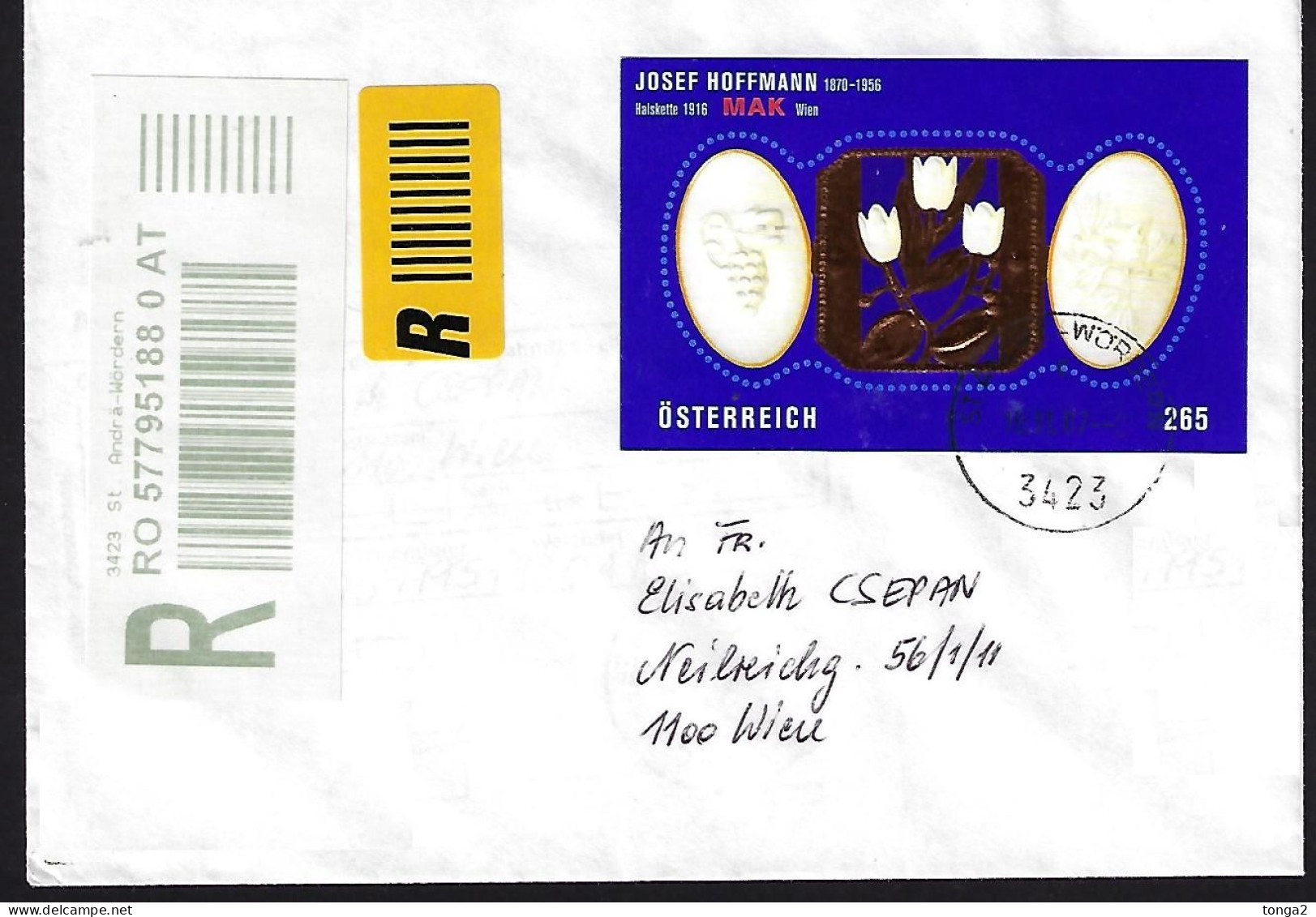 Austria Registered Cover - Usage Stamp With 22 Carat Gold Affixed - Scarce And Unusual Letter - Otros & Sin Clasificación