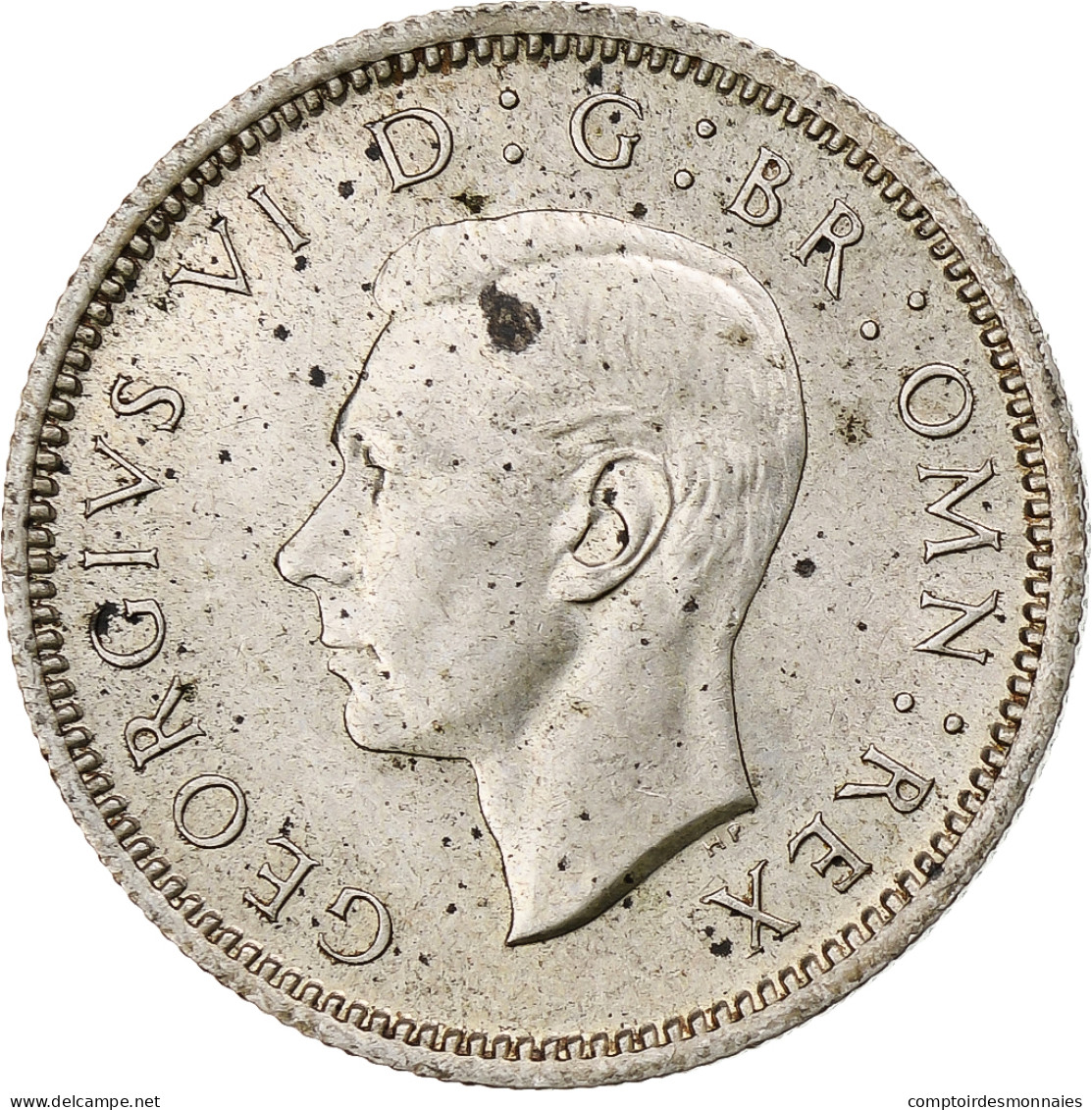 Grande-Bretagne, George VI, 6 Pence, 1945, SPL, Argent, KM:852 - H. 6 Pence