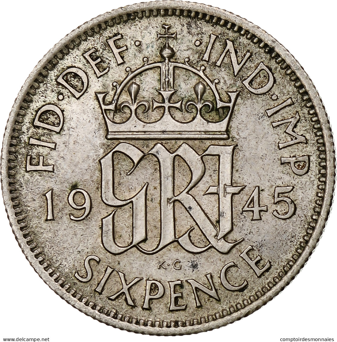 Grande-Bretagne, George VI, 6 Pence, 1945, SPL, Argent, KM:852 - H. 6 Pence