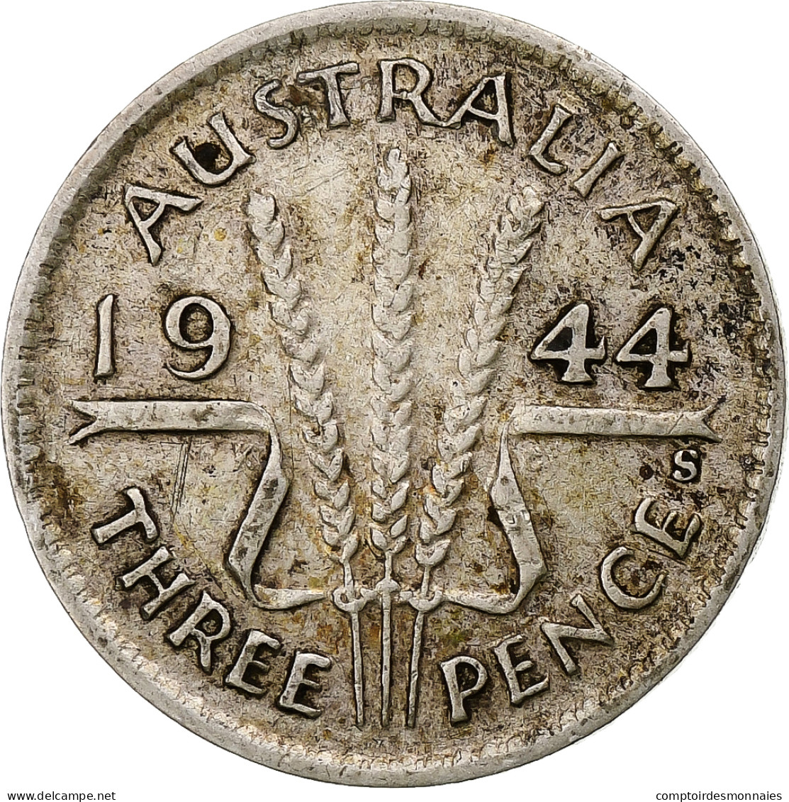 Australie, George VI, Threepence, 1944, San Francisco, TTB, Argent, KM:37 - Threepence