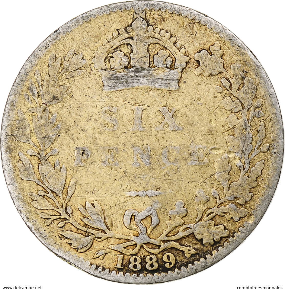 Grande-Bretagne, Victoria, 6 Pence, 1889, B+, Argent, KM:760 - H. 6 Pence