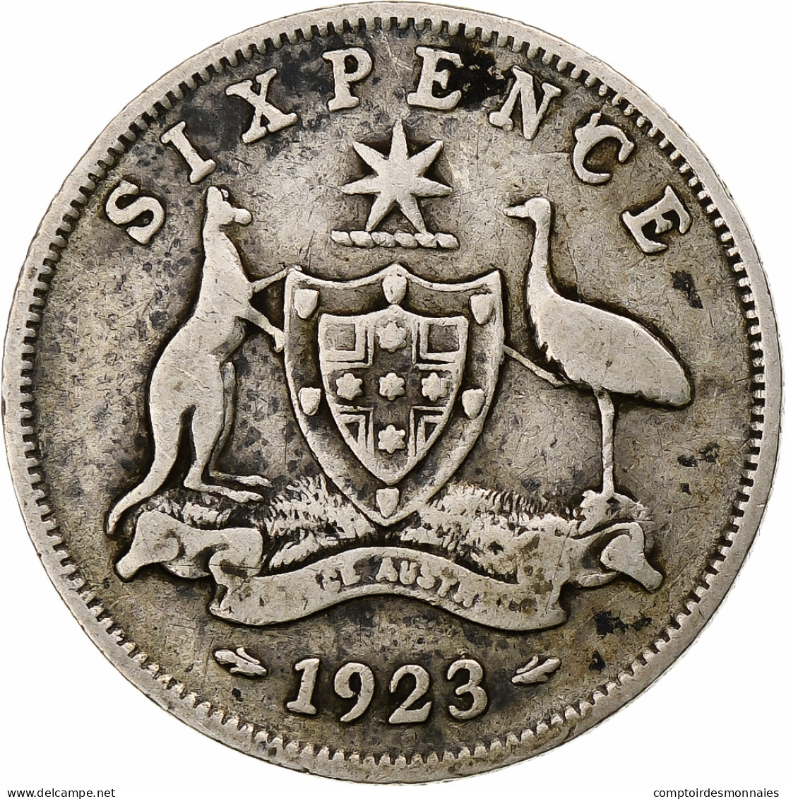 Australie, George V, Sixpence, 1923, Melbourne, TB, Argent, KM:25 - Sixpence