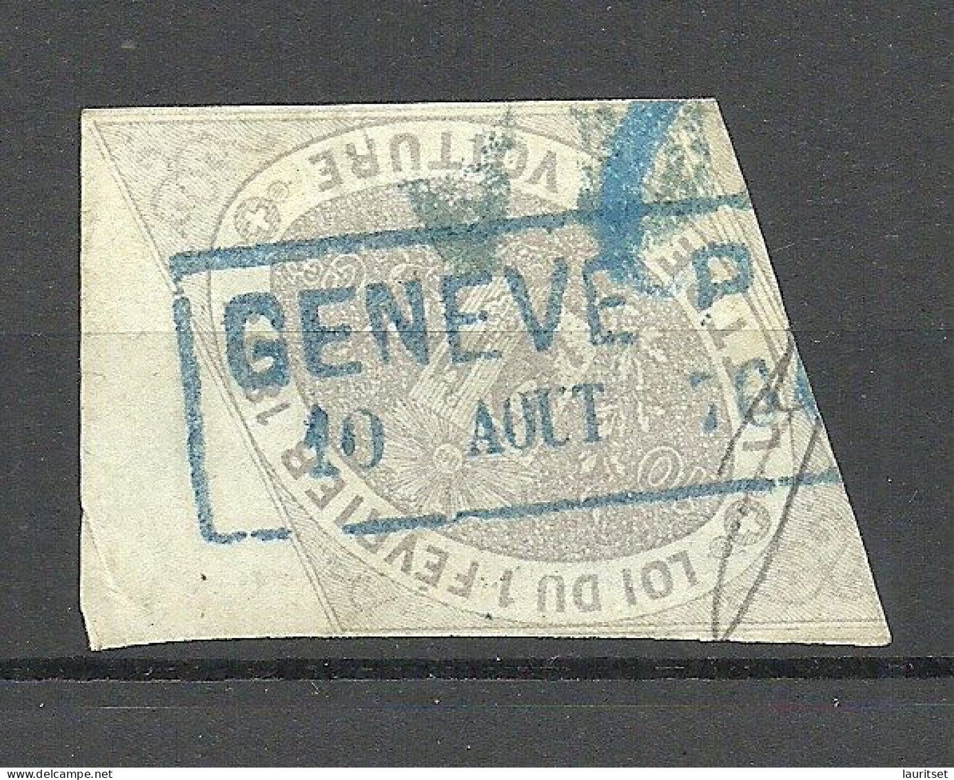 SCHWEIZ Switzerland 1865 Canton De Geneve Lettre De Voiture Imperforated O - 1843-1852 Timbres Cantonaux Et  Fédéraux