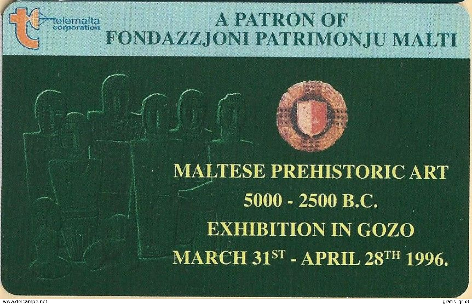 Malta - MT-MLT-0027, Prehistoric Art, 80 Units, 10.000ex, 3/96, Used - Malte