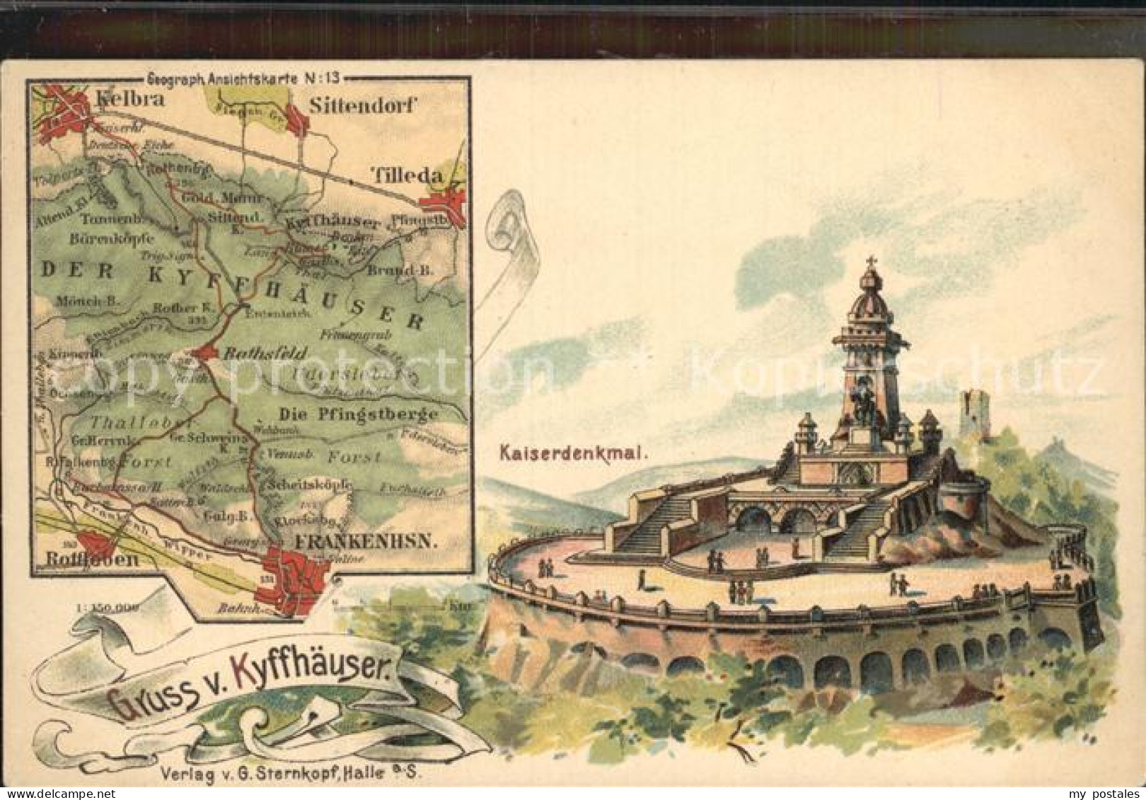 42468703 Kyffhaeuser Kaiser Wilhelm Denkmal Wanderkarte Kyffhaeuser - Bad Frankenhausen