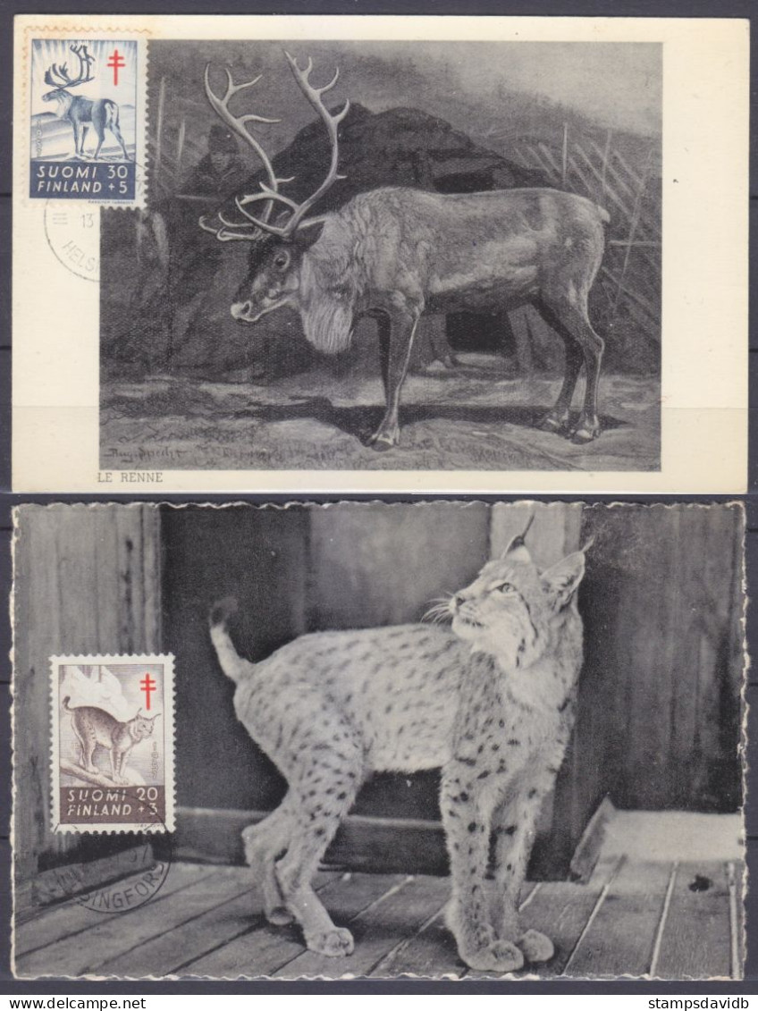 1957 Finland 479-480 Maximum Card Fauna - Maximum Cards & Covers
