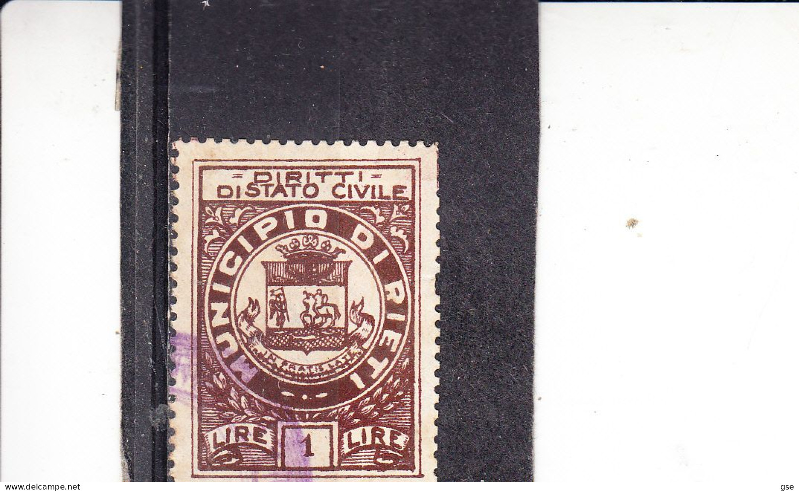 RIETI - Municipio - Marca "diritti Stato Civile" - Revenue Stamps