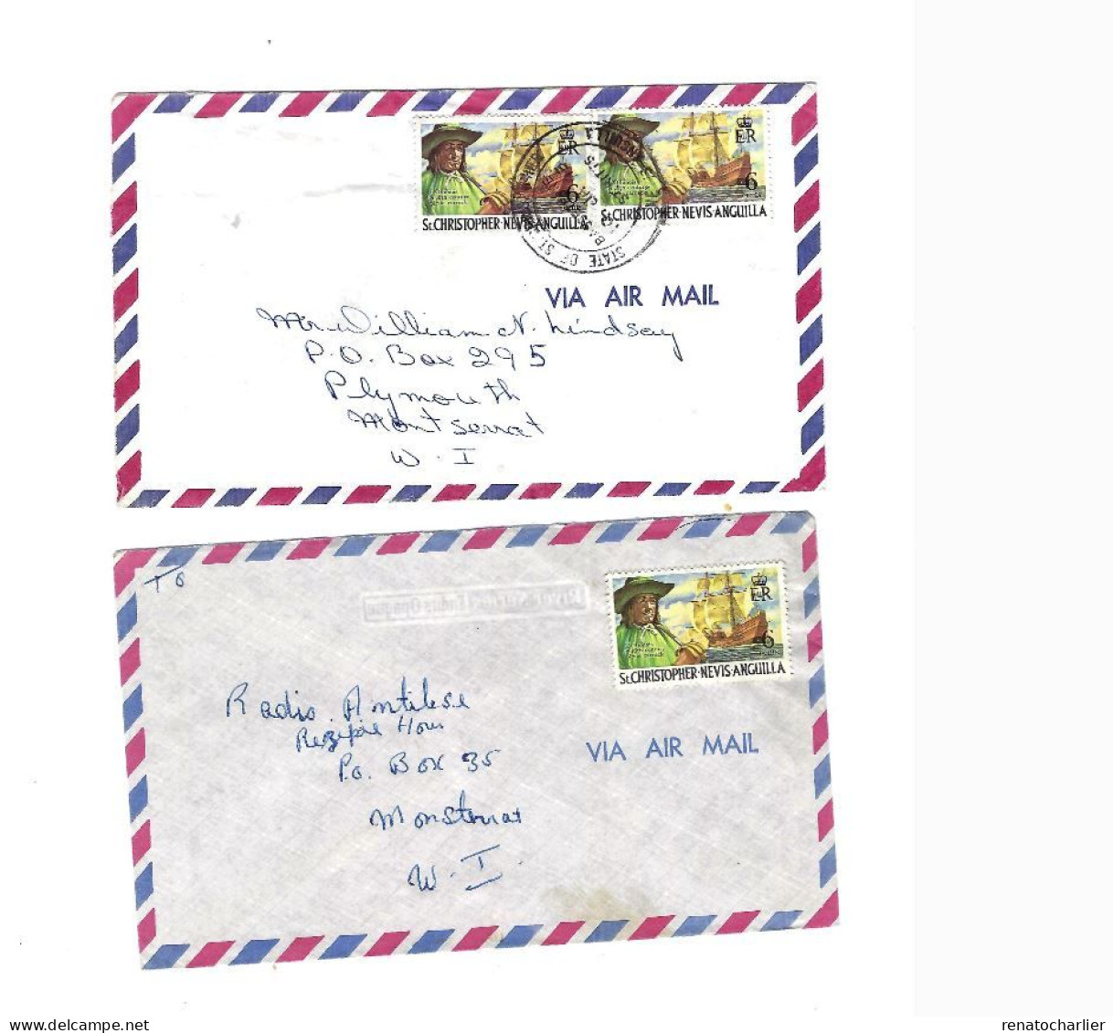 Saint-Christopher,Nevis,Anguilla.Lot De 4 Lettres. - St.Christopher, Nevis En Anguilla (...-1980)