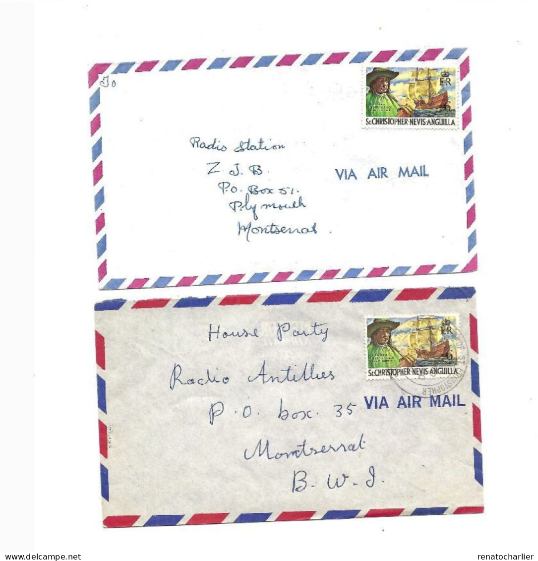 Saint-Christopher,Nevis,Anguilla.Lot De 4 Lettres. - St.Christopher-Nevis & Anguilla (...-1980)