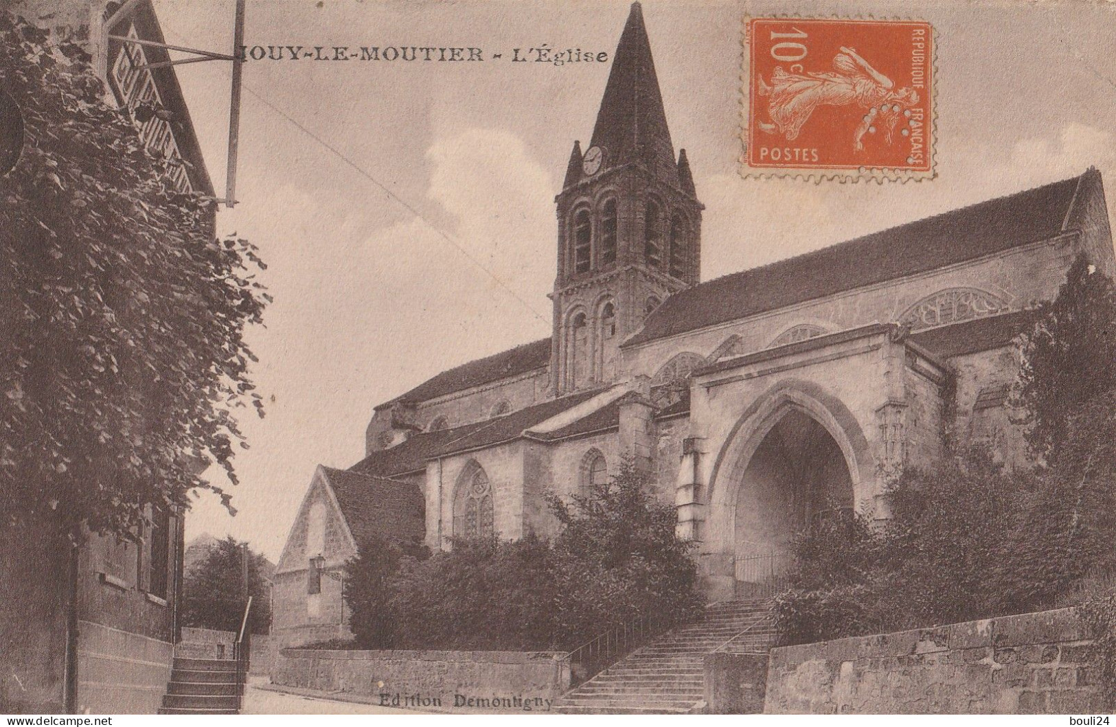 BE23-  JOUY  LE MOUTIER EN VAL D'OISE  L'EGLISE  CPA  CIRCULEE - Jouy Le Moutier