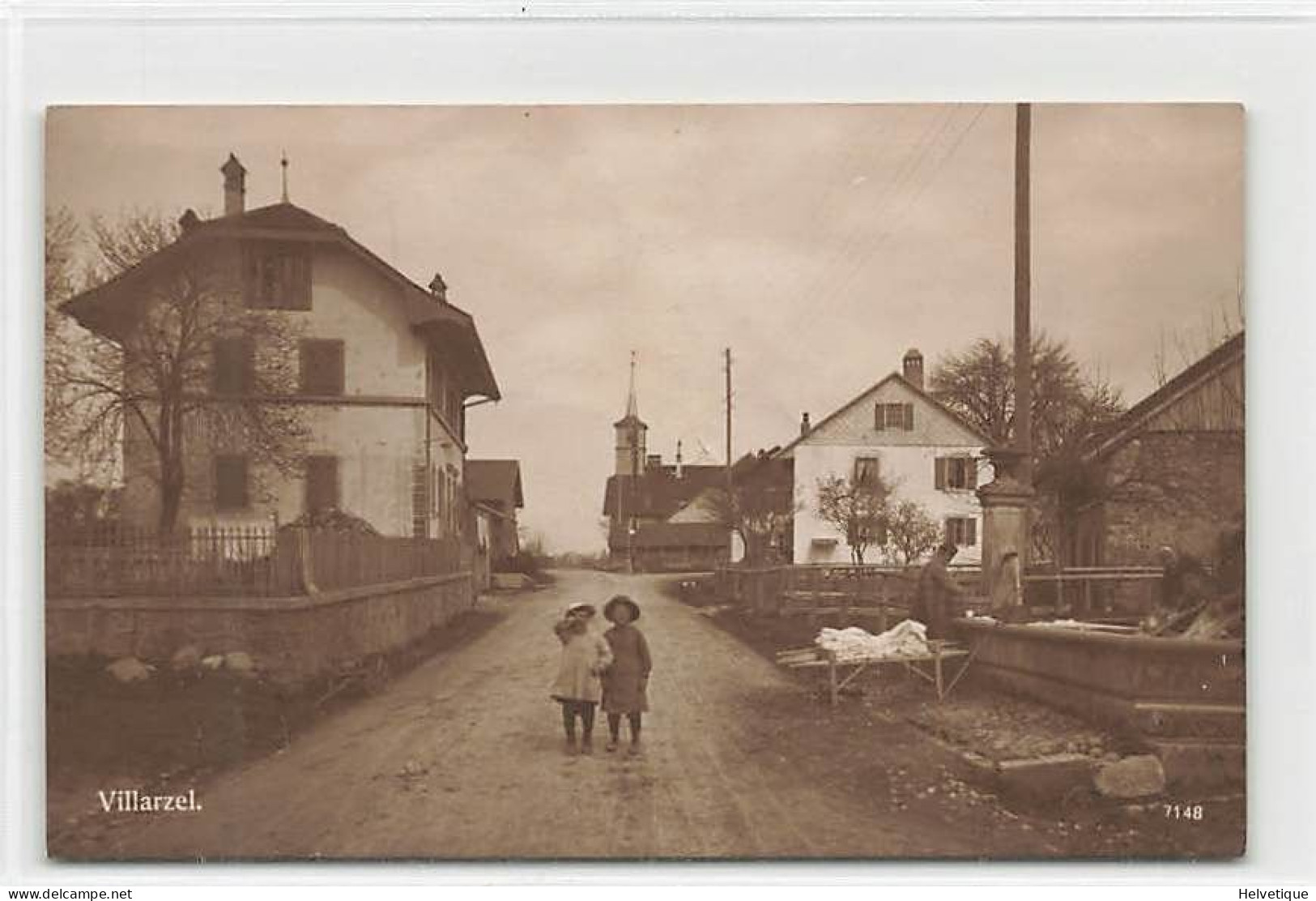 Villarzel Animée 1921 Enfants Lavandière à La Fontaine - Villarzel