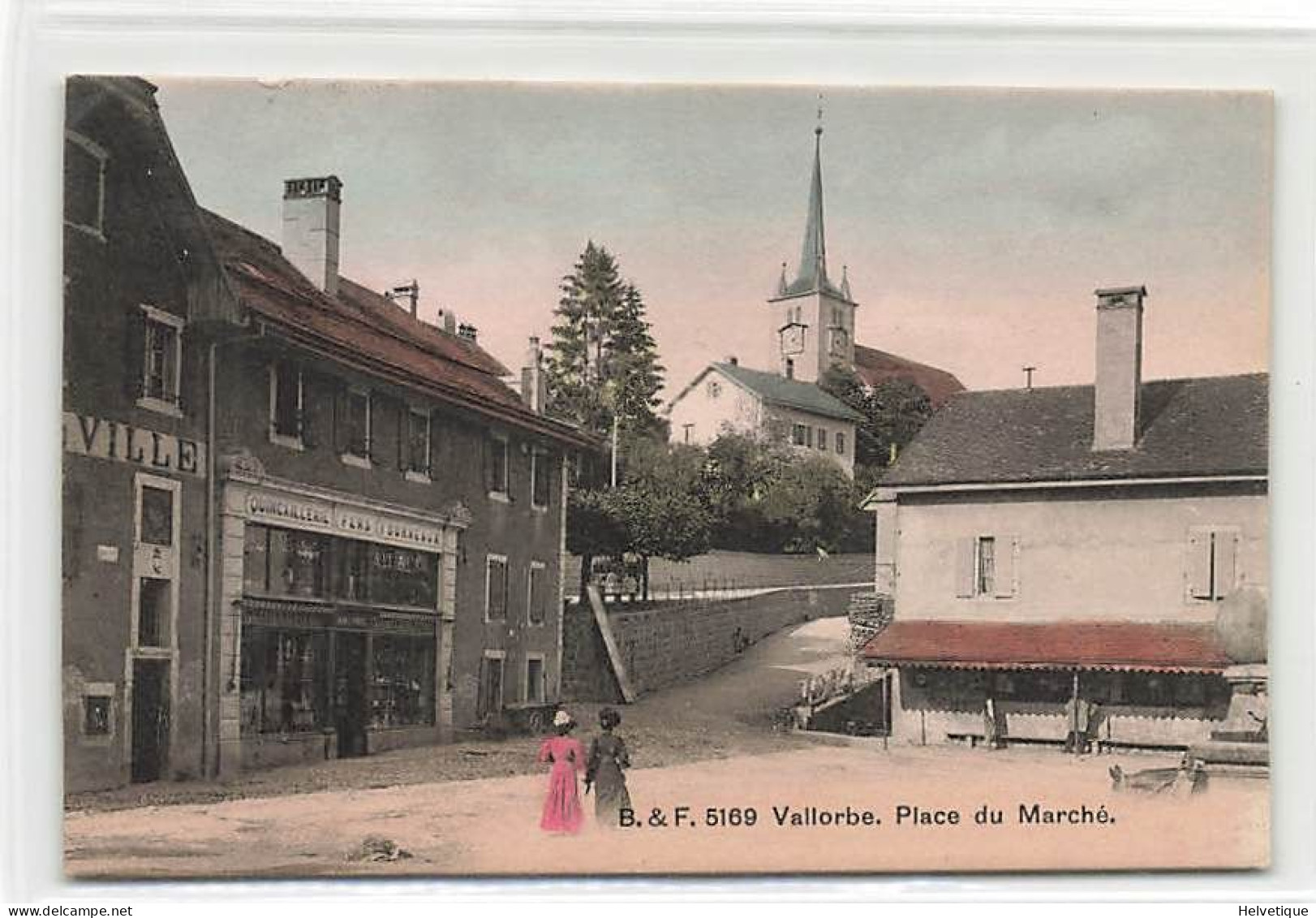 Vallorbe Place Du Marché 1910 Colorée - Vallorbe