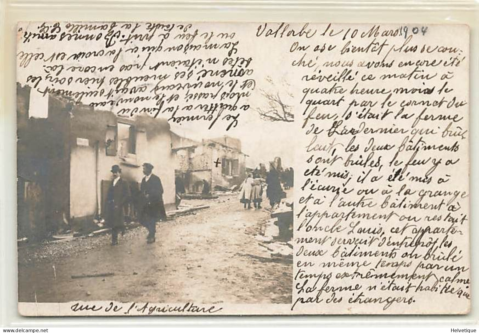 Carte-Photo Vallorbe Incendie 1904 - Ollon