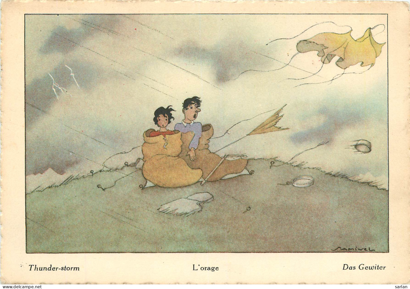 Illustration De SAMIVEL , L'orage , * M 25 75 - Samivel