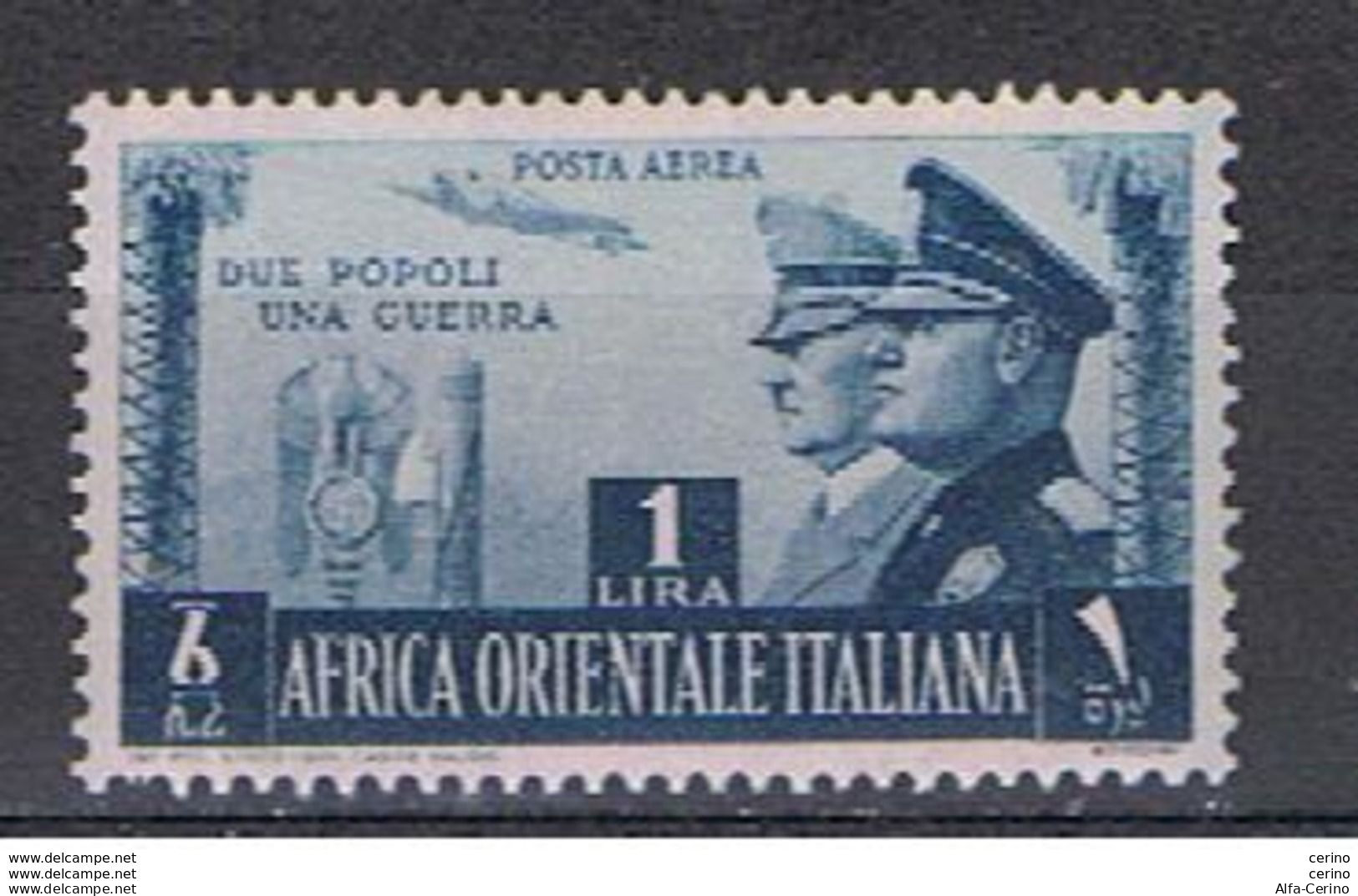 A.O.I.:  1941  P.A. FRATELLANZA  -  £. 1  AZZURRO  GRIGIO  L. -  NON  EMESSO  -  SASS.  20 - Africa Orientale Italiana