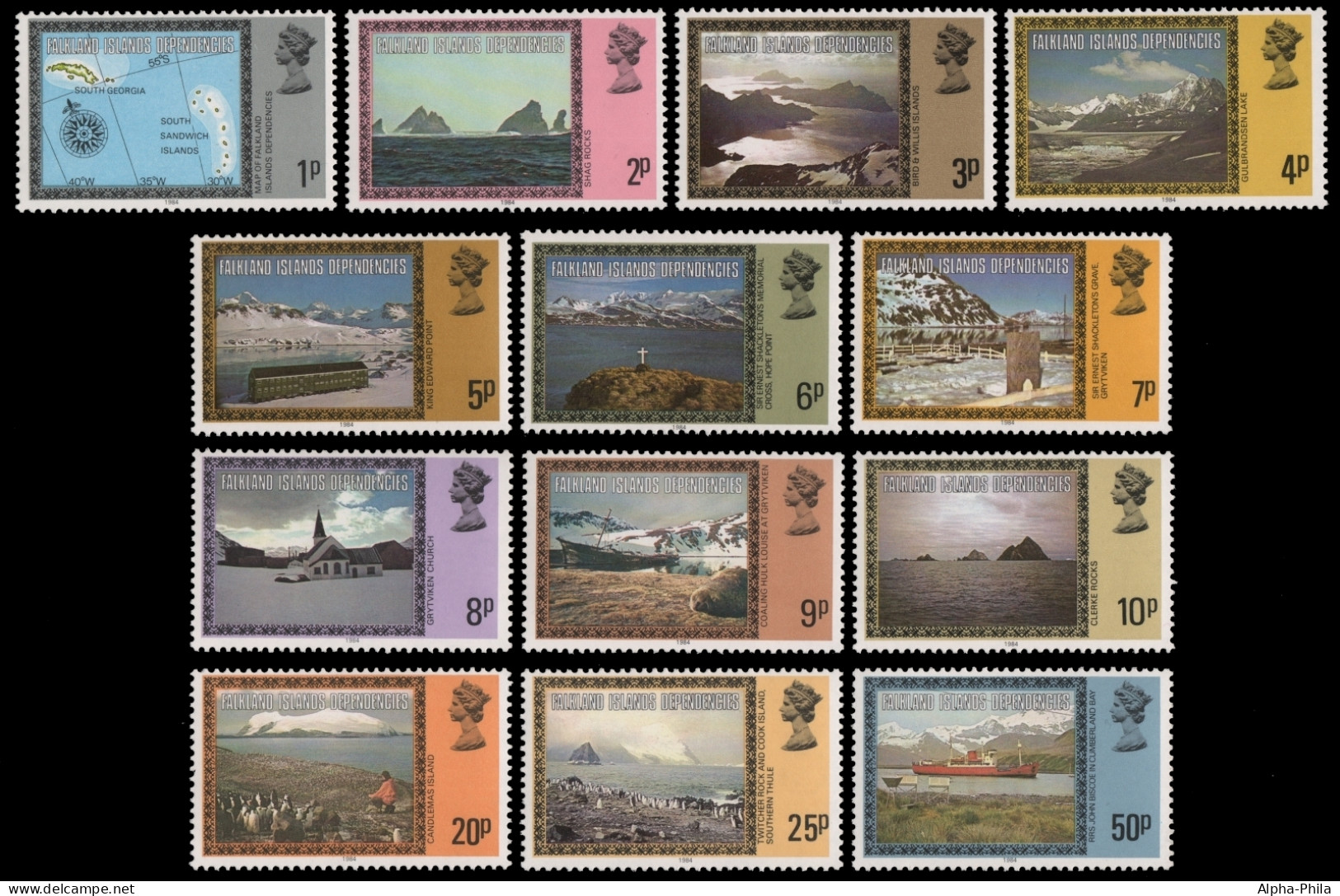 Süd-Georgien 1984 - Mi-Nr. 78-92 II ** - MNH - Landschaften / Landscapes - Südgeorgien