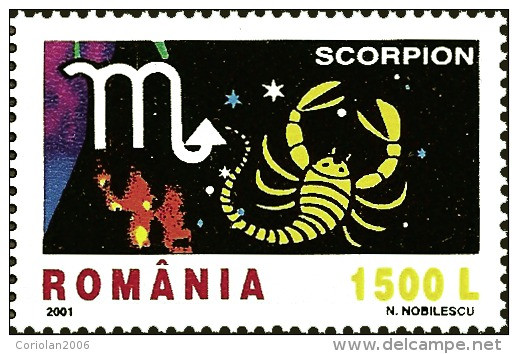 Romania 2001 / 1/2 Zodiac (I) / Set 6 Stamps - Astrologie