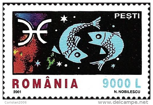 Romania 2001 / 1/2 Zodiac (I) / Set 6 Stamps - Astrologie