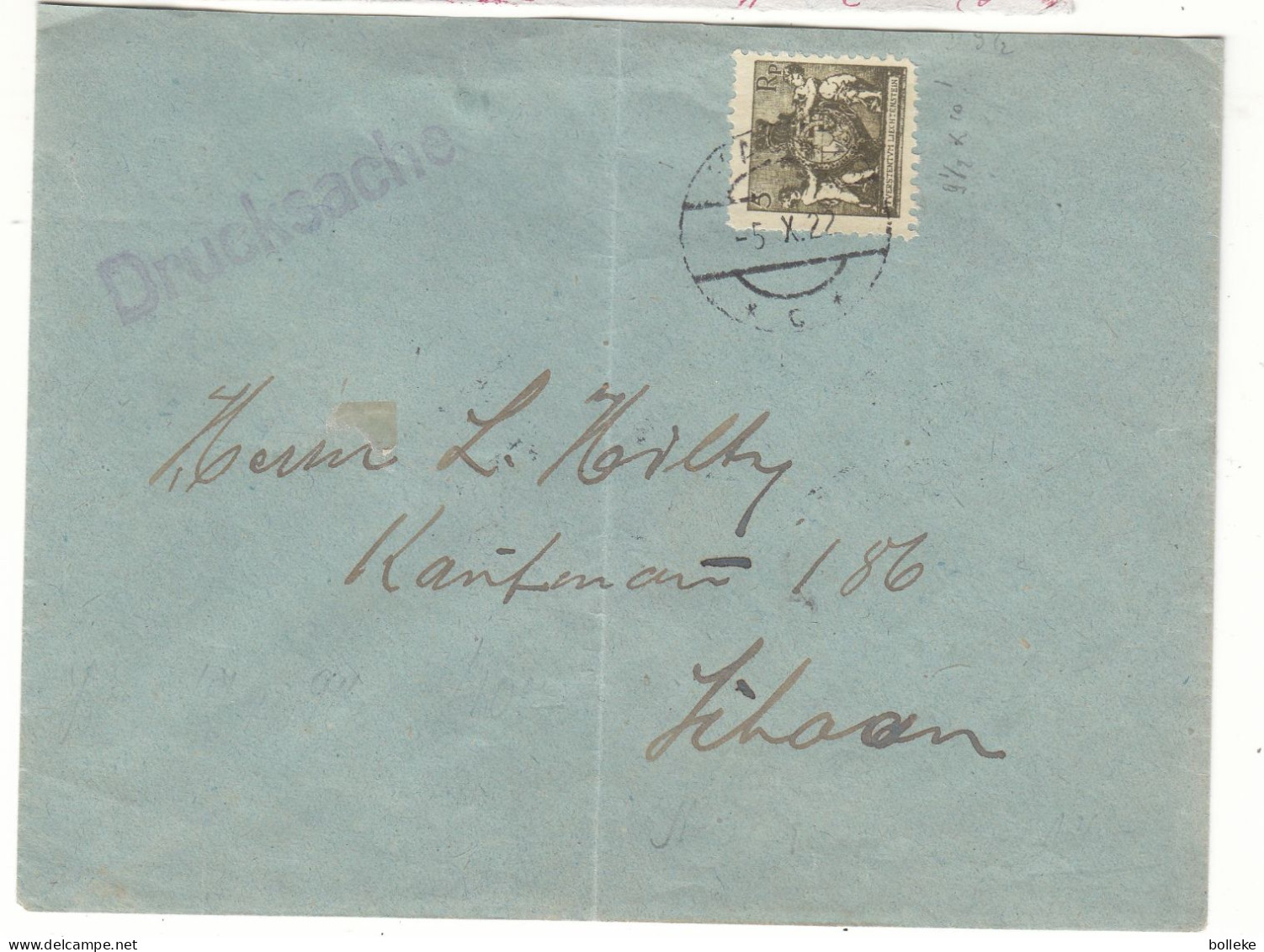 Liechtenstein - Lettre De 1922 - Imprimé - Exp Vers Schaan - Valeur 50 Euros - Briefe U. Dokumente