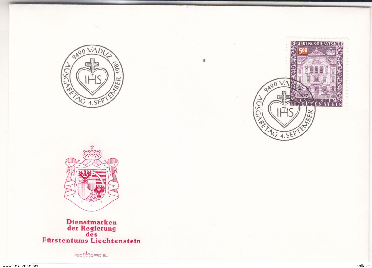 Liechtenstein - Lettre FDC De 1989 - Oblit Vaduz - Rare - Valeur 60 Euros - Brieven En Documenten