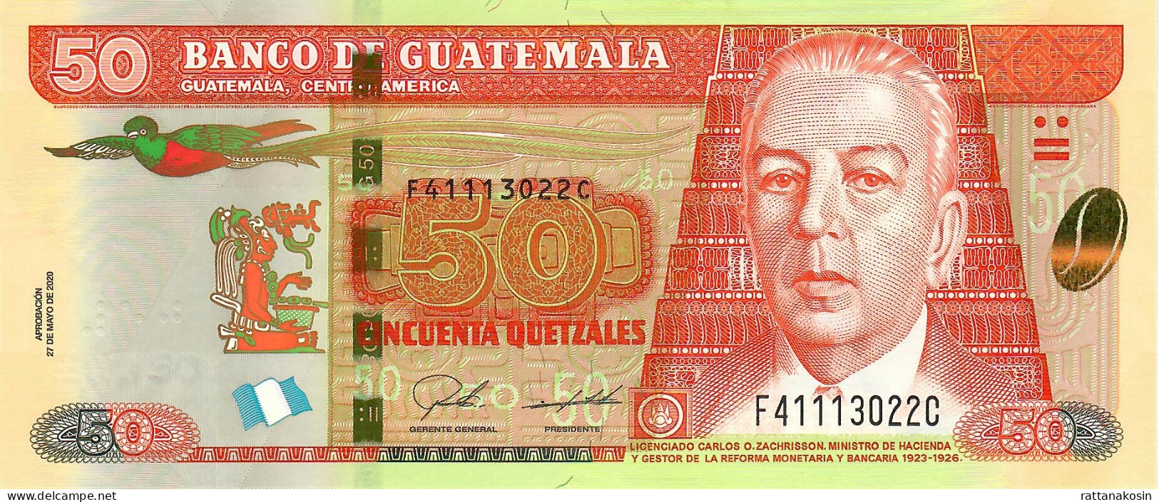 GUATEMALA P125d 50 QUETZALES 27.5.2020  #F/C    UNC. - Guatemala