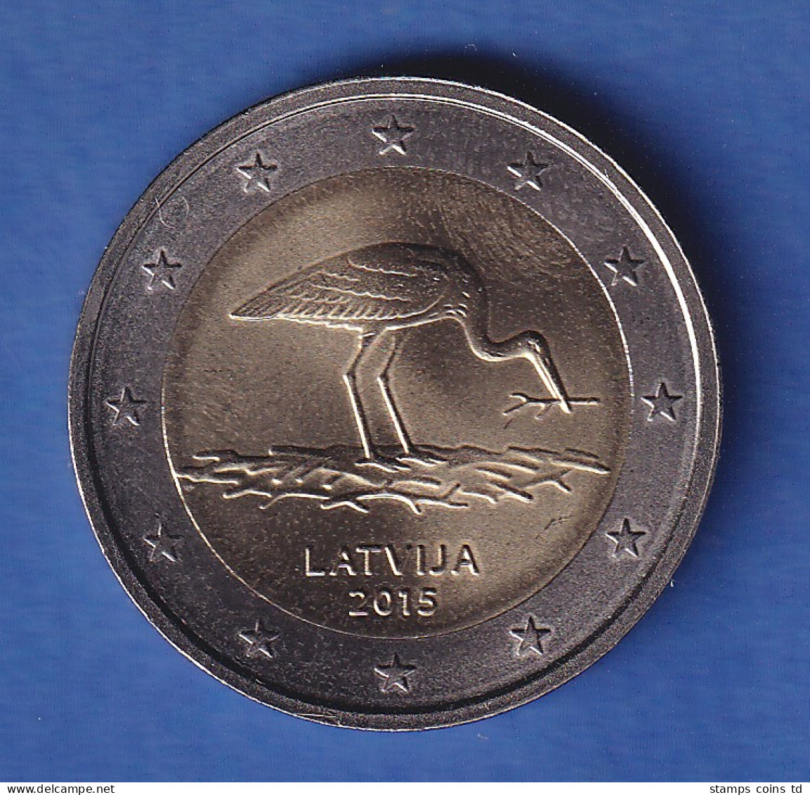 Lettland 2015 2-Euro-Sondermünze Schwarzstorch Bankfr. Unzirk.  - Lettonie