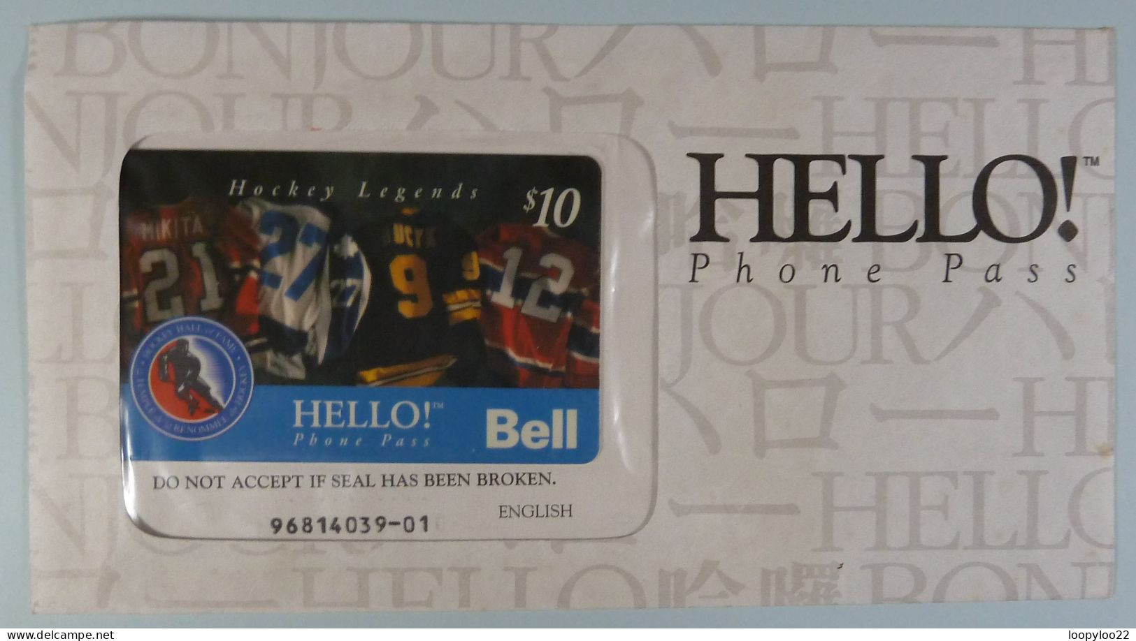 CANADA - Bell - HELLO! Phone Pass - Hockey Legends - Mint In Folder - Canada