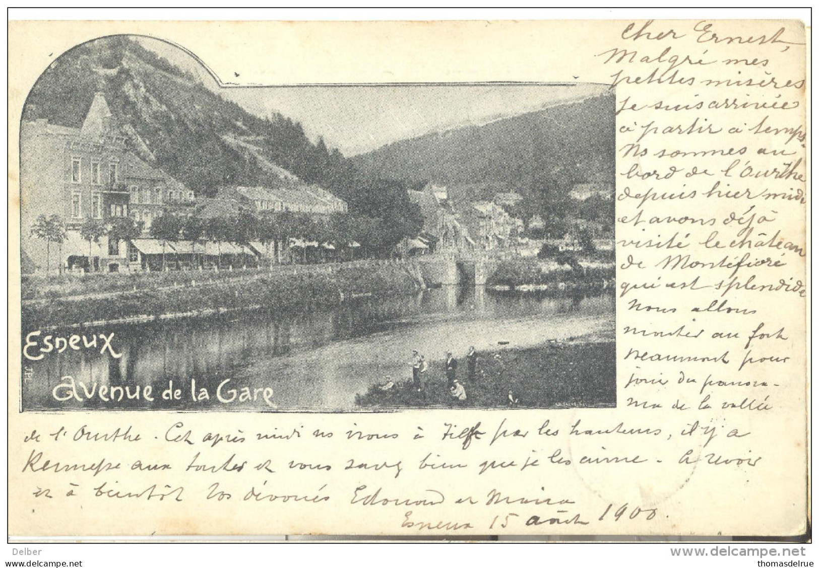 _5Tx951: TX6:  ANVERS ARRIVEE 1900: Niet-gefrankeerde Postkaart: ESNEUX Avenue De La Gare: ESNEUX 1900 - Covers & Documents
