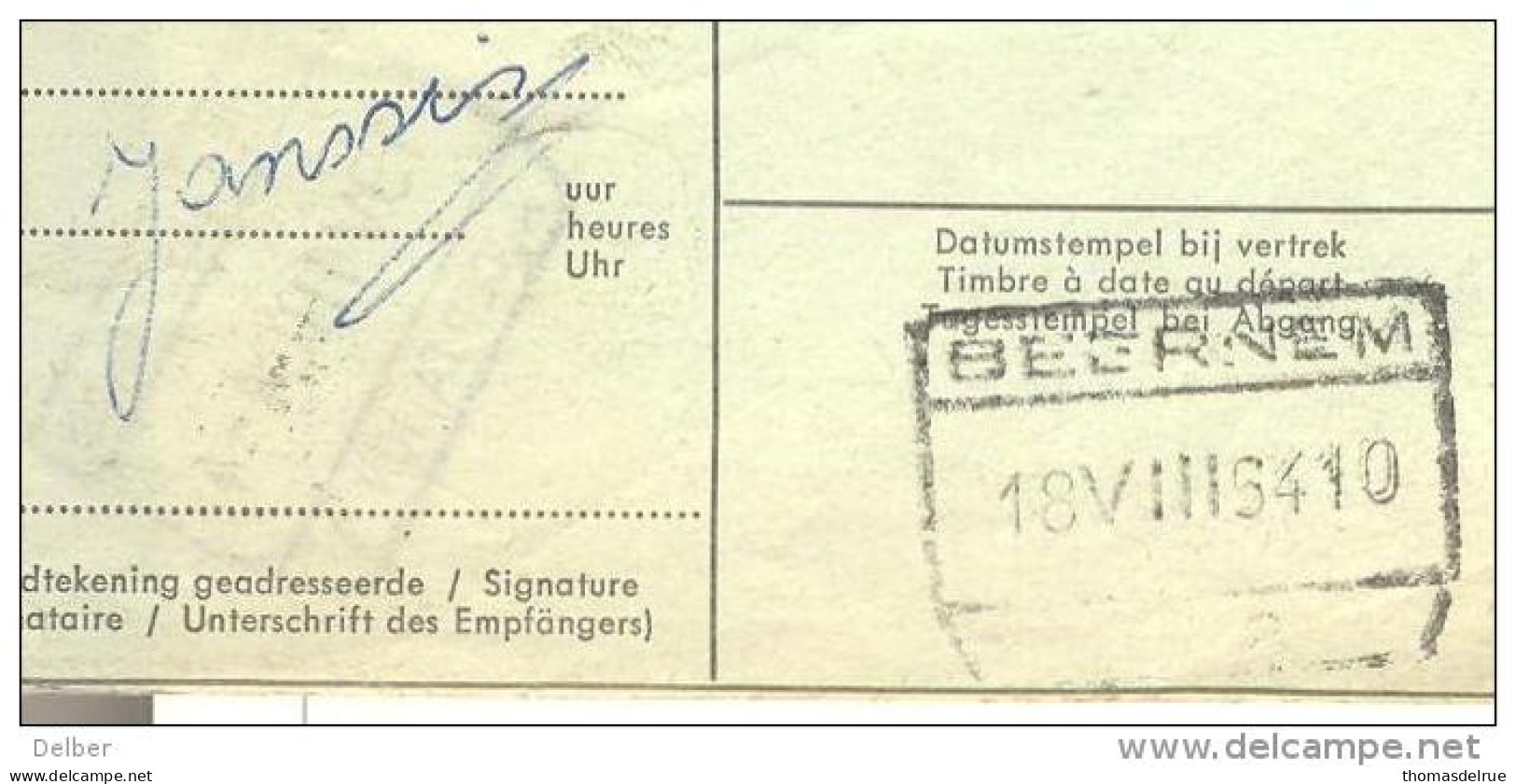 _T779:DC1985:Levende Duif: Verzonden: Staton:BEERNEM //Nr2 > Ans (Liège): Getekend Voor Ontvangst+ Etiket Levend - Altri & Non Classificati