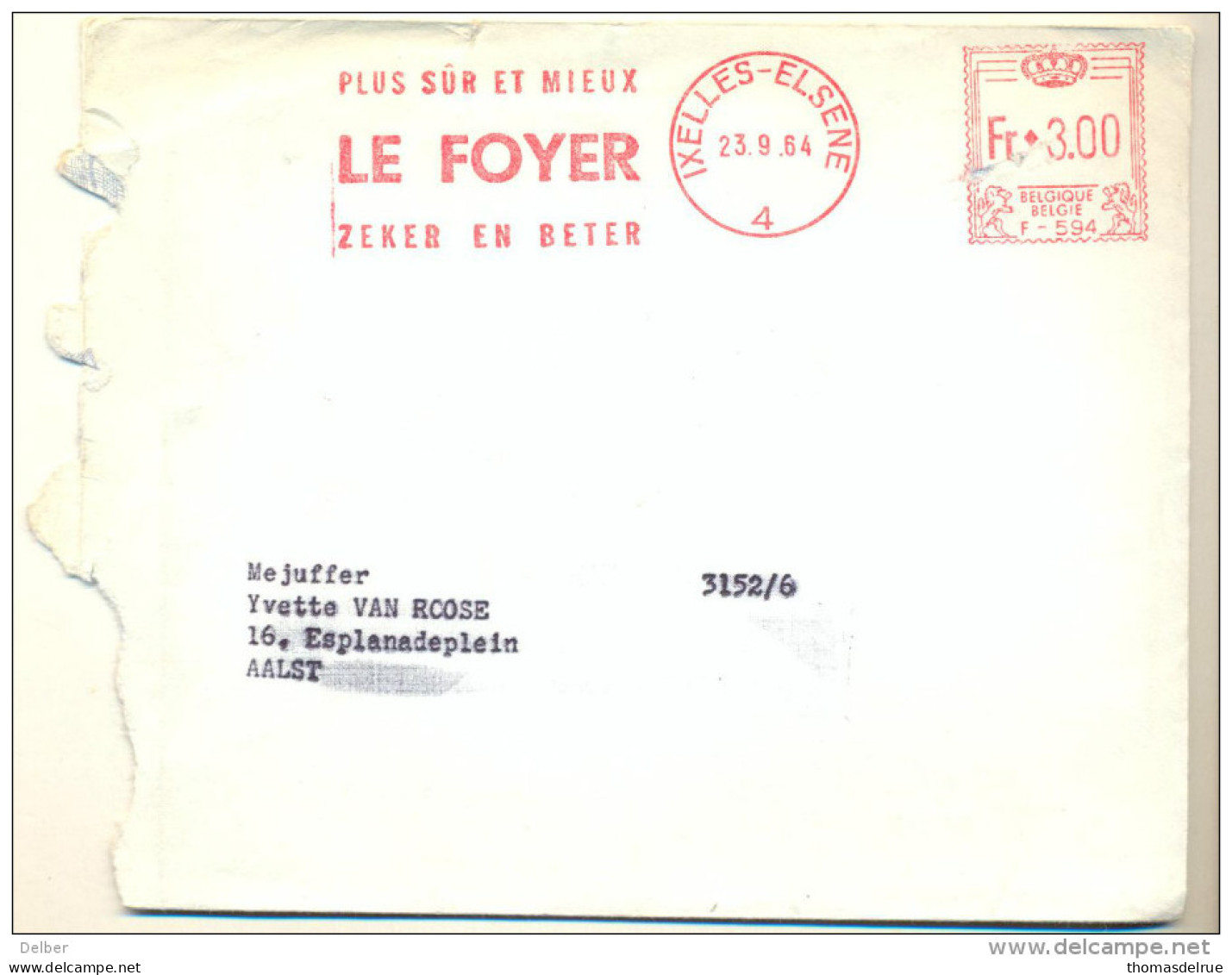 -v960: E-594: PLUS SUR ET MIEUX LE FOYER ZEKER EN BETER  IXELLES-ELSENE 23.9.64 4  > Aalst - Other & Unclassified