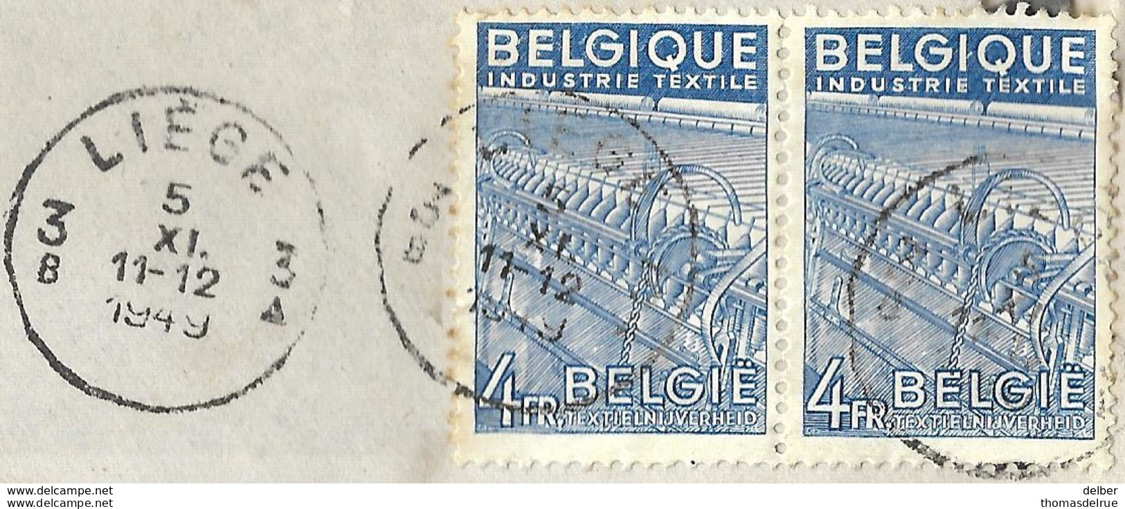 _6ik-862:EXPRES:N° 2x 771: 3B LIEGE 3^ 5 XI. 11-12 1949 : Geen Aankomststempel - 1948 Exportation