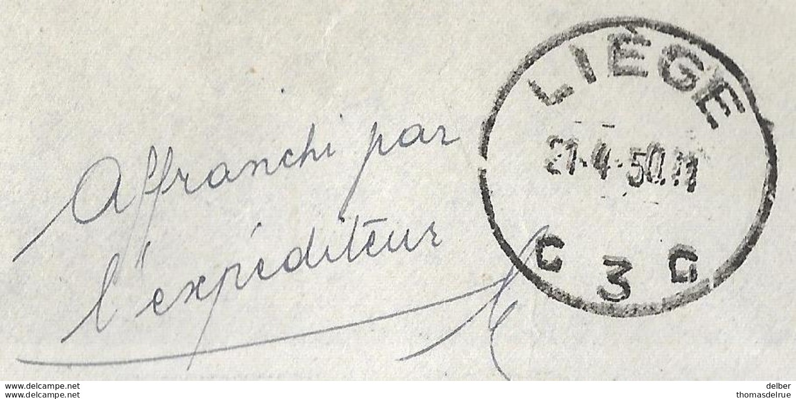 _6ik-861:EXPRES:N° 2x 771: LIEGE  21.4.50 11  C3C :  + Vermelding: " Affranchi Par L'expéditeur " Pp - 1948 Exportation