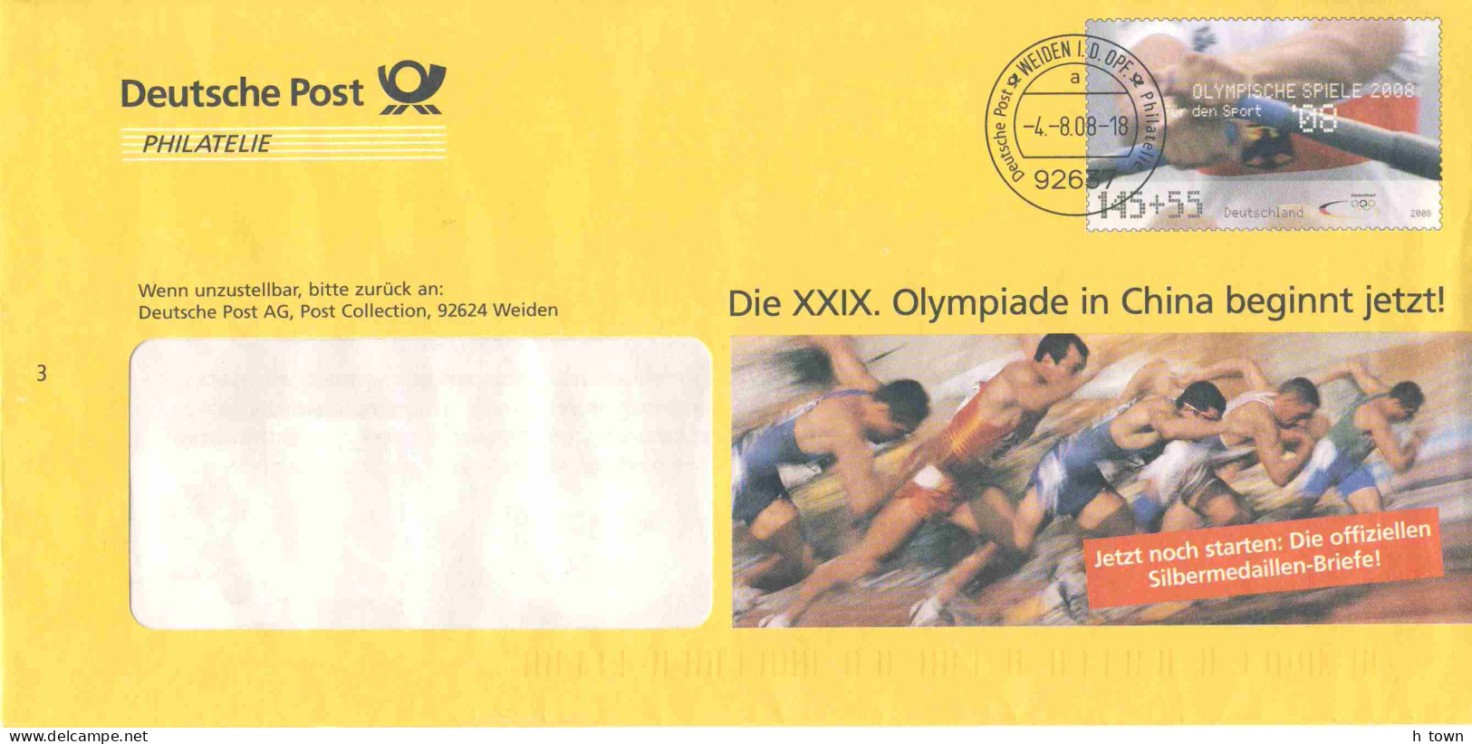 620  Pékin 2008 Aviron Athlétisme: [5] PAP Preoblit. D'Allemagne - Olympic Games Beijing, Rowing Running Fencing Basket - Sommer 2008: Peking