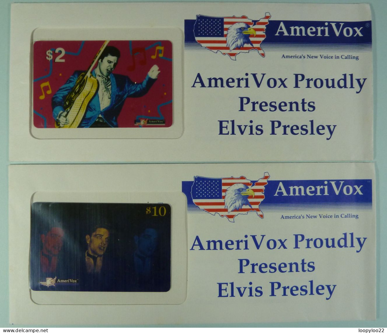 USA - AmeriVox - Elvis Presley - 2 Cards - Mint In Original Folder - Sonstige & Ohne Zuordnung