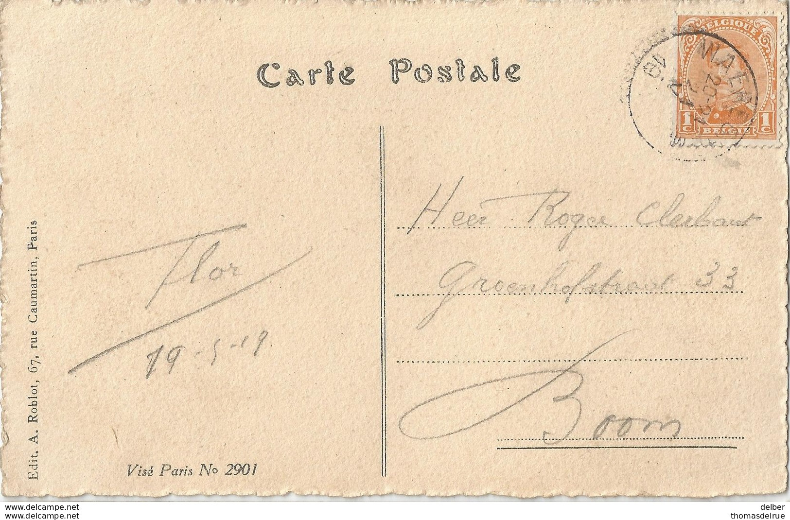 5Pk-061: N°135:WAEREGHEM 20-21 21VI 19 ___ :noodstempel: Onvolled. Jaar> Boom: Pk:.10.Poste De Secours... - Foruna (1919)