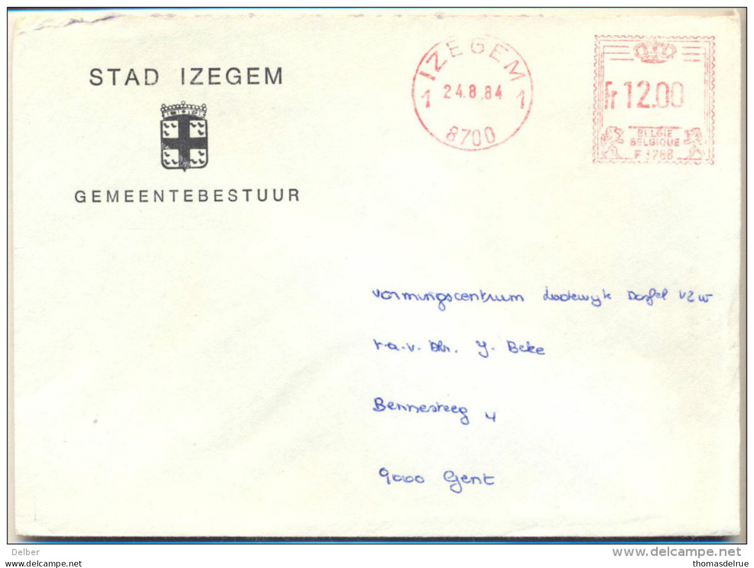 4Za937 : Roodstempel: 1 IZEGEM 1 8700 F.3288  > 9000  Gent - 1960-79