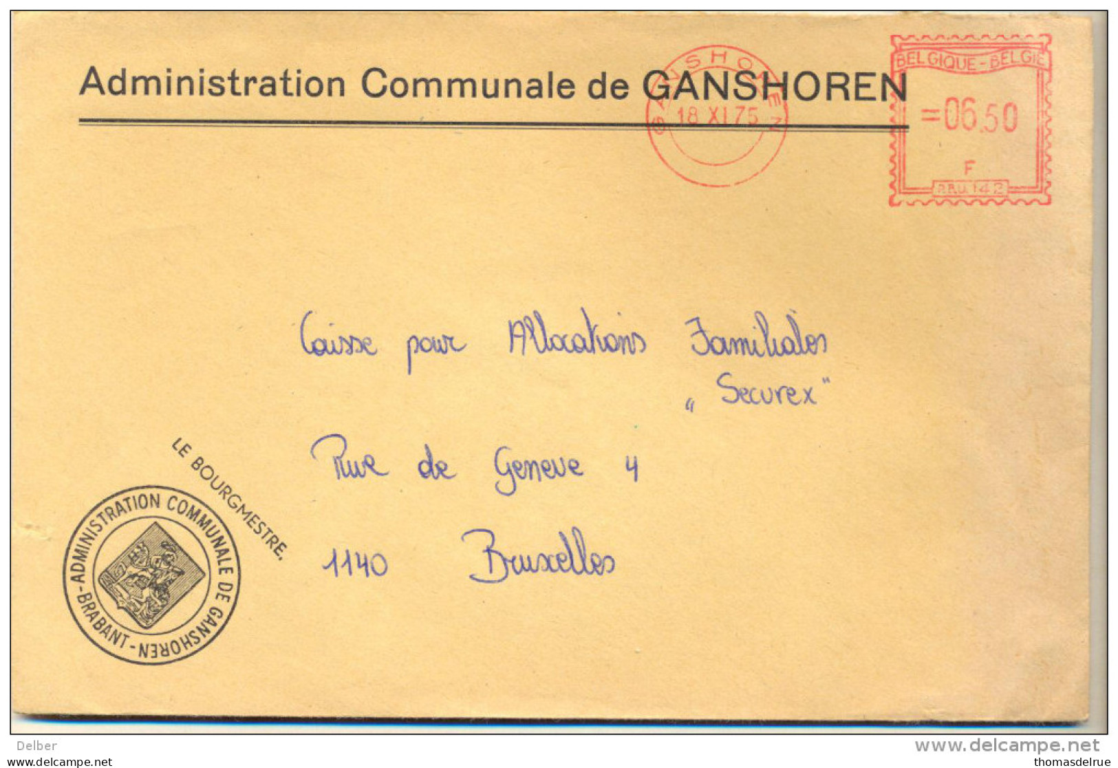 4Za980 : Roodstempel: GANSHOREN P.B.U. 142 > 1140 BRUXELLES ( Frans 1975) - 1960-1979