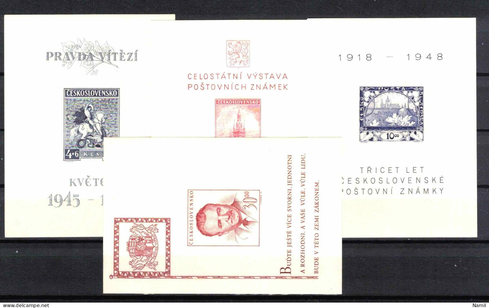 ** Tchécoslovaquie 1946-8 Mi 490-561+Bl.8-11 (Yv 427-486+BF 10-13+PA 19-27), (MNH)** - Komplette Jahrgänge