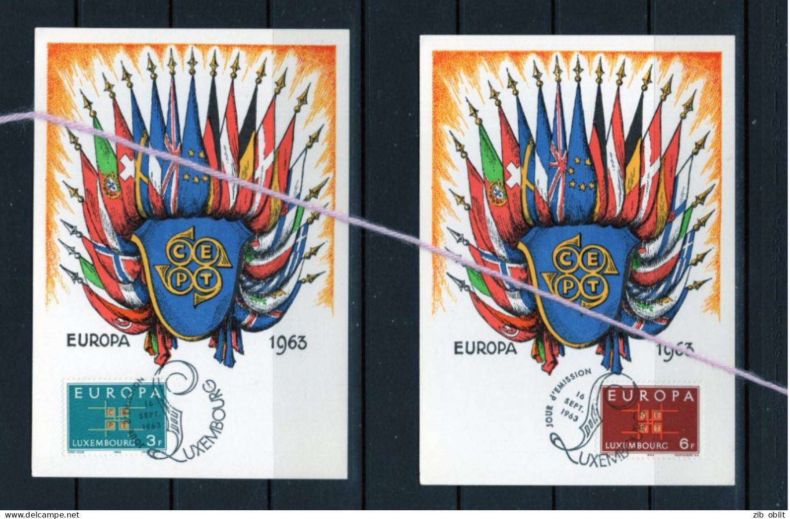 (alm) EUROPA CEPT 1963 CARTE MAXIMUM  LUXEMBOURG - Cartes Maximum